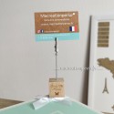 Porte photo sur pied cube bois personnalisé avec accroche pince