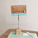 Support photo pince accroche personnalisé cube en bois