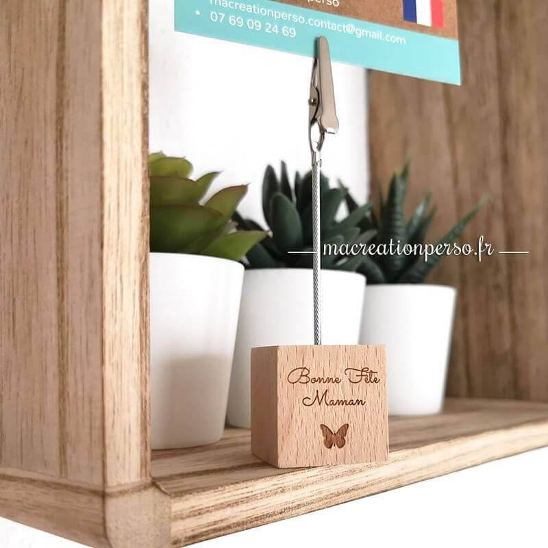 Support photo personnalisé bois pince bonne fête Maman