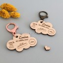 Porte-clé nuage en bois avec informations de naissance à personnaliser - Macreationperso