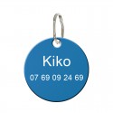 Médaille animal de compagnie en métal - Rond bleu 27 mm personnalisé