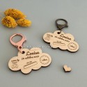 Porte-clé naissance gravé en bois