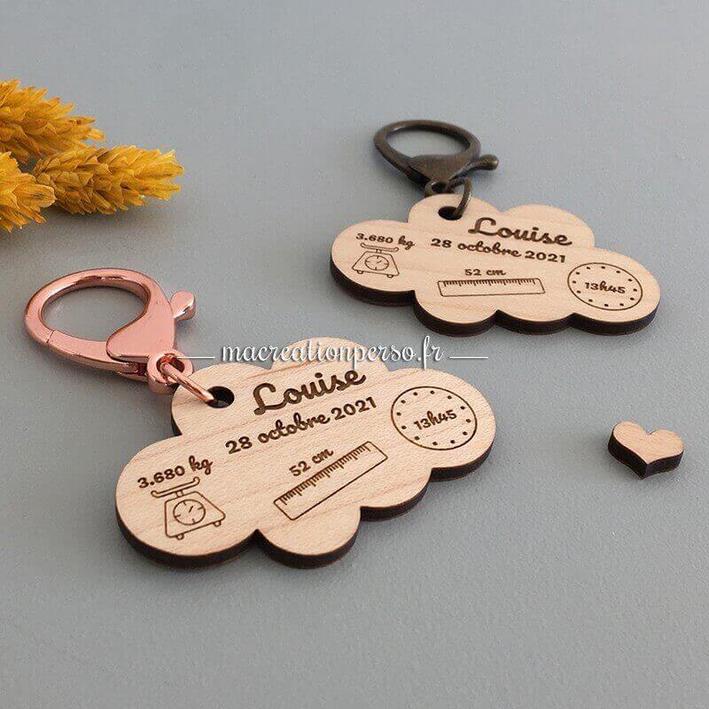 Porte-clé nuage en bois personnalisable
