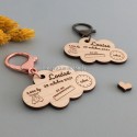 Porte-clé nuage en bois personnalisable