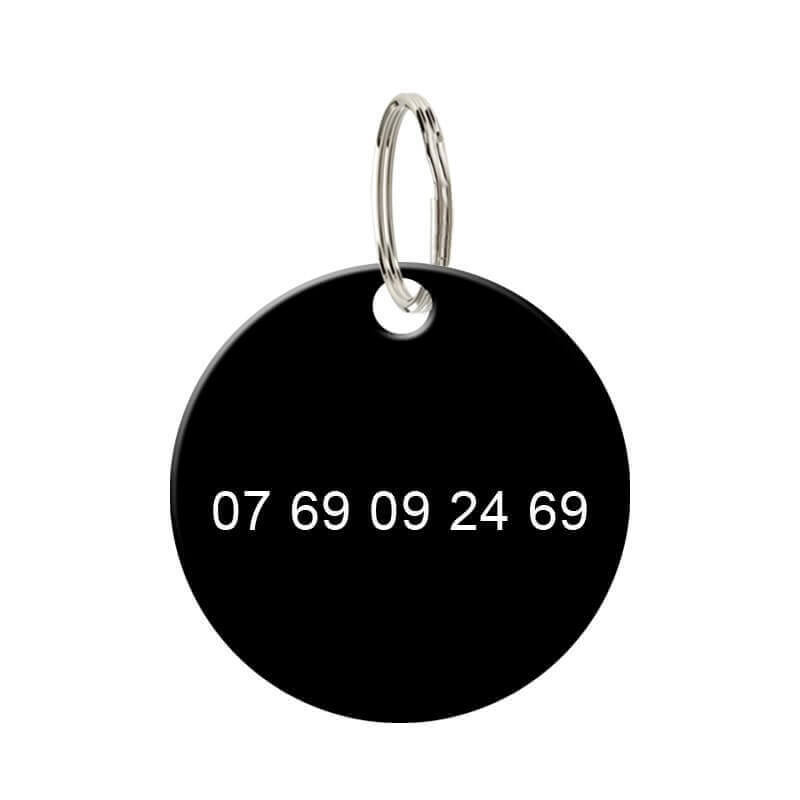 Médaille chien en métal ronde noire 27 mm personnalisée