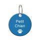 Médaille chiens en métal ronde bleu à personnaliser