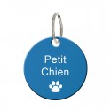 Médaille chiens en métal ronde bleu à personnaliser