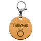 Porte-clé personnalisé signe astrologique Taureau mousqueton argenté