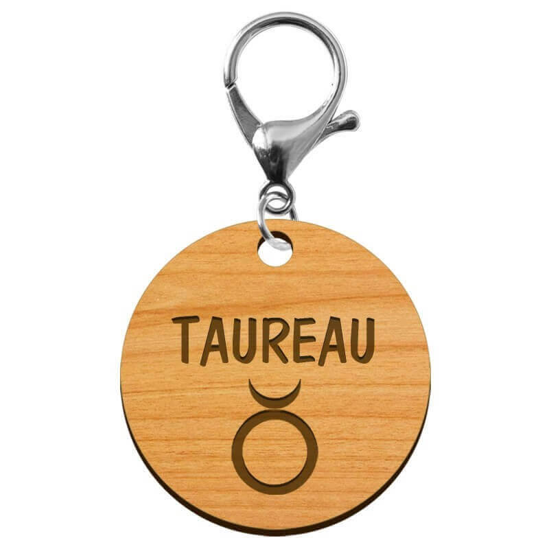 Signe astrologique taureau porte clé personnalisé mousqueton argenté