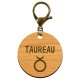 Porte-clé personnalisé signe astrologique Taureau mousqueton vieil or