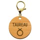 Porte-clé personnalisé signe astrologique Taureau mousqueton doré