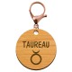 Porte-clé personnalisé signe astrologique Taureau mousqueton rose