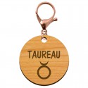 Porte-clés personnalisé signe zodiaque taureau mousqueton rose