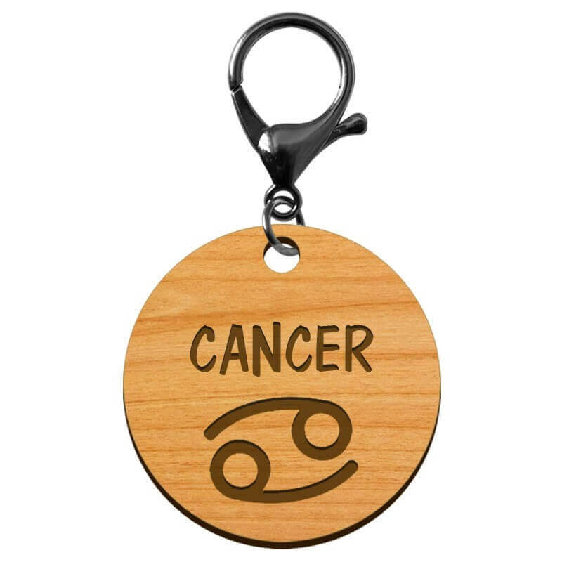 Porte-clé personnalisé signe astrologique Cancer mousqueton noir