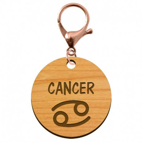 Porte-clé personnalisé signe astrologique Cancer mousqueton rose
