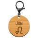 Le signe du lion en porte clés astrologique avec mousqueton noir