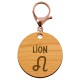 Porte clés lion personnalisé signe astrologique mousqueton rose