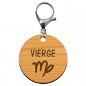 Porte-clé personnalisé signe astrologique Vierge mousqueton argenté