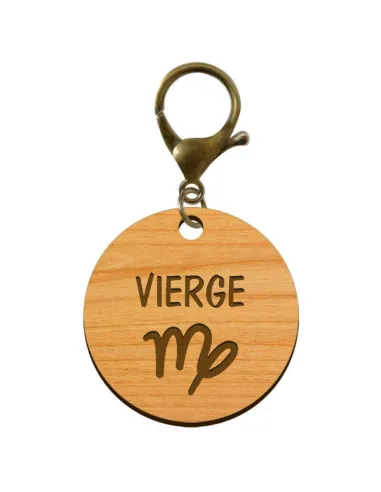 Porte-clé personnalisé signe astrologique Vierge mousqueton bronze