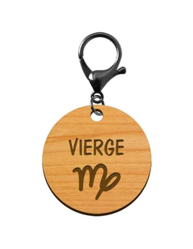 Porte-clé personnalisé signe astrologique Vierge mousqueton noir