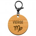 Porte-clé personnalisé signe astrologique Vierge mousqueton noir