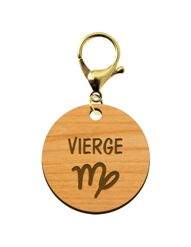 Porte-clé personnalisé signe astrologique Vierge mousqueton doré