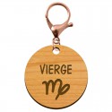 Porte-clé personnalisé signe astrologique Vierge mousqueton rose