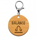 Porte-clé personnalisé signe astrologique Balance mousqueton argenté