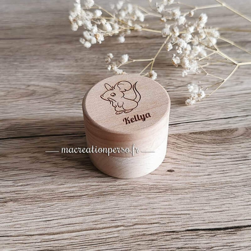 Boîte à dents prénom gravé en bois