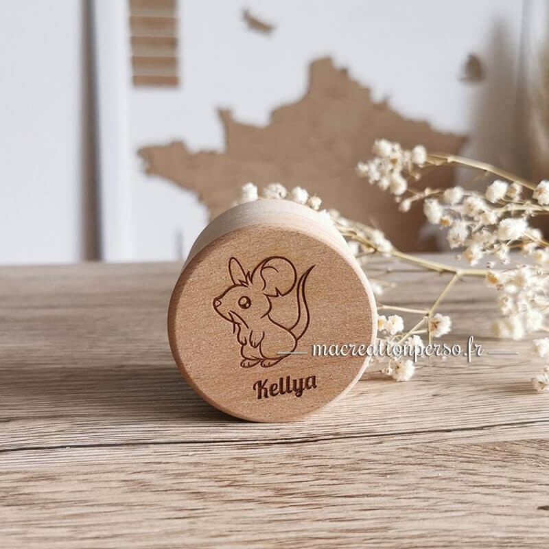 Écrin  à dents de lait personnalisé en bois