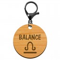 Porte-clé personnalisé signe astrologique Balance mousqueton noir