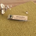 Badge en bois docteur en pharmacie gravé Alexandre avec caducée noir et dorée