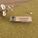 Badge Infirmière Infirmier personnalisable en bois et or - macreationperso