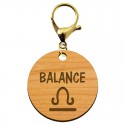 Porte-clé personnalisé signe astrologique Balance mousqueton doré