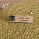 Badge métier Infirmière Infirmier personnalisé bi-matière en bois et or 