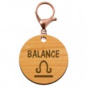 Porte-clé personnalisé signe astrologique Balance mousqueton rose