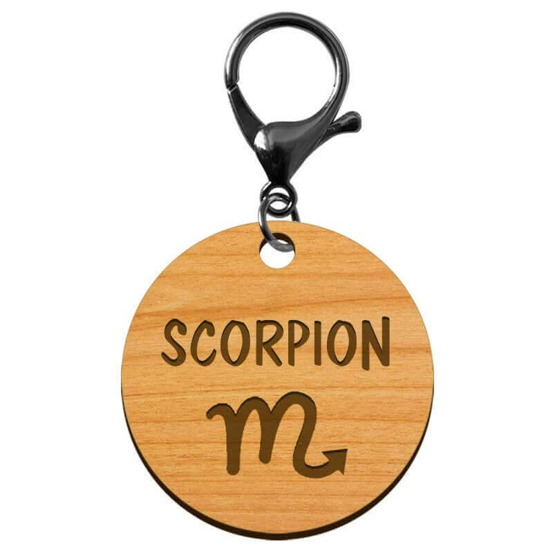 Porte-clé personnalisé signe astrologique Scorpion mousqueton noir