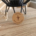Face avant Badge rond docteur en pharmacie en bois