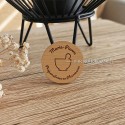 Badge rond mortier en bois personnalisé préparatrice en pharmacie