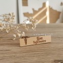 Insigne en bois prénom Infirmière / Infirmier personnalisé avec caducée