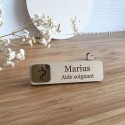 Insigne pour blouse aide soignant en bois et acrylique or