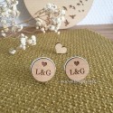 Boutons de manchette pour marié en bois à personnaliser - Thème coeur