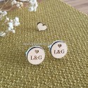 Paire de boutons de manchette personnalisable bois et argent 