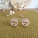 Deux boutons de manchettes gravés en bois pour le marié  - Thème Prénom et branche