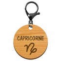 Signe astrologique capricorne porte clés personnalisé mousqueton noir