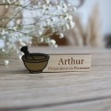 Insigne magnétique en bois de préparateur en pharmacie 