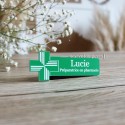 Badge couleur vert préparateur pharmacie logo croix 