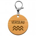 Porte-clé personnalisé signe astrologique Verseau mousqueton argenté