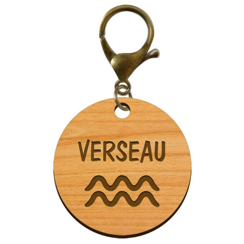 Porte-clé personnalisé signe astrologique Verseau mousqueton bronze