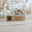 Badge métier vétérinaire en bois à personnaliser - macreationperso